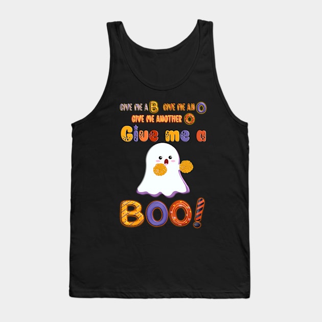 Cute Halloween Cheerleader Ghost with pompoms Tank Top by madrigenum